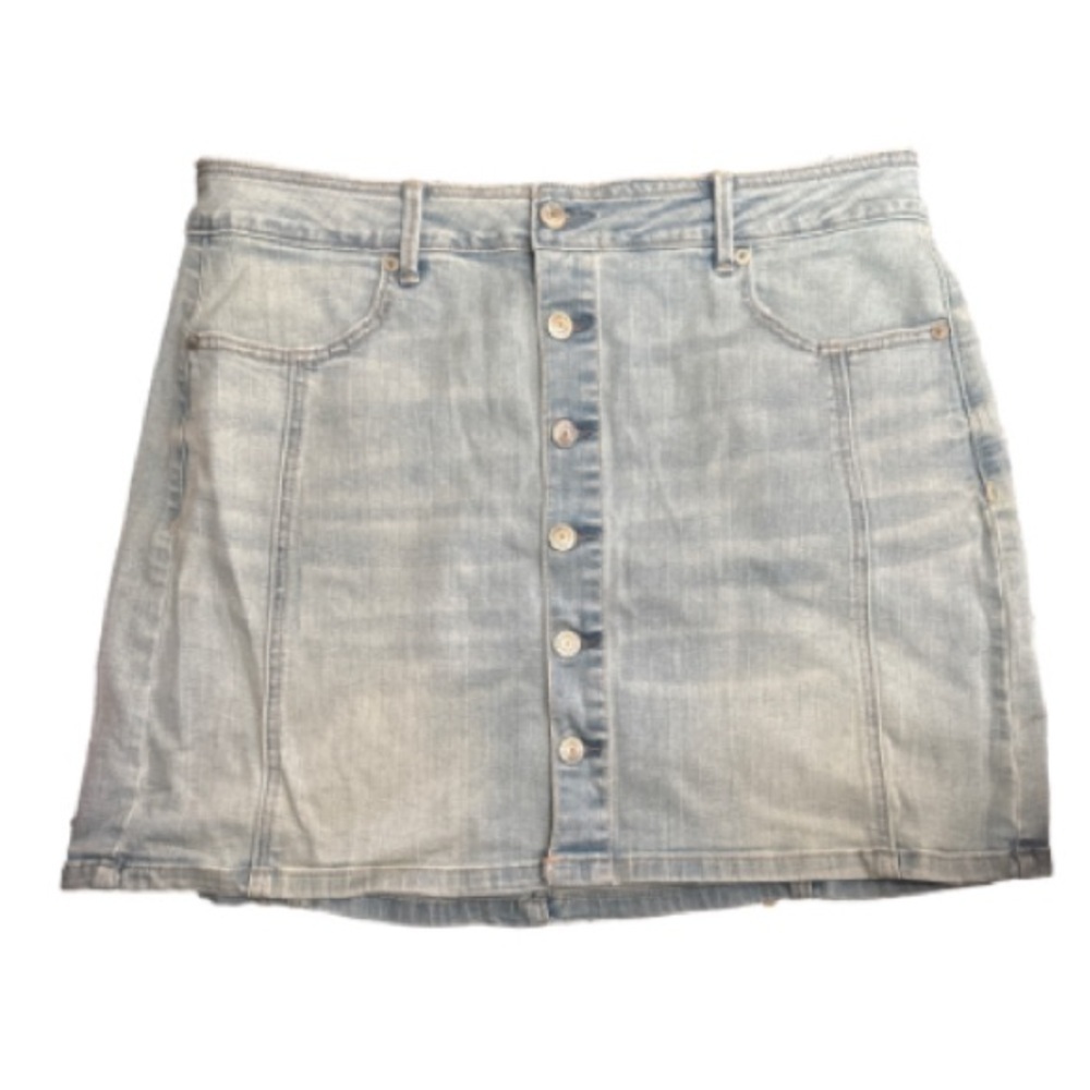 American Eagle Outfitters high rise A line Button-Front Denim Mini Skirt